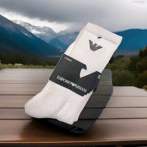 Giorgio Armani EMPORIO Men's Tennis Socks 3 Pairs White One Size